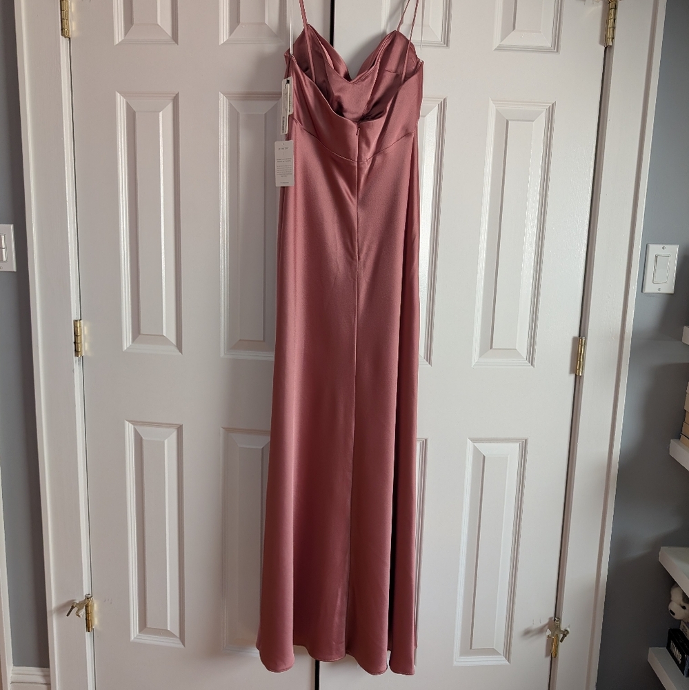 Jenny Yoo Addison Satin Slip Cowl Neck Bridesmaid Dress - Picture 10 of 15